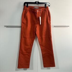 Just USA Size 26/2 Rust Denim High Rise Slim Straight Leg Jeans Chic Neutral NWT